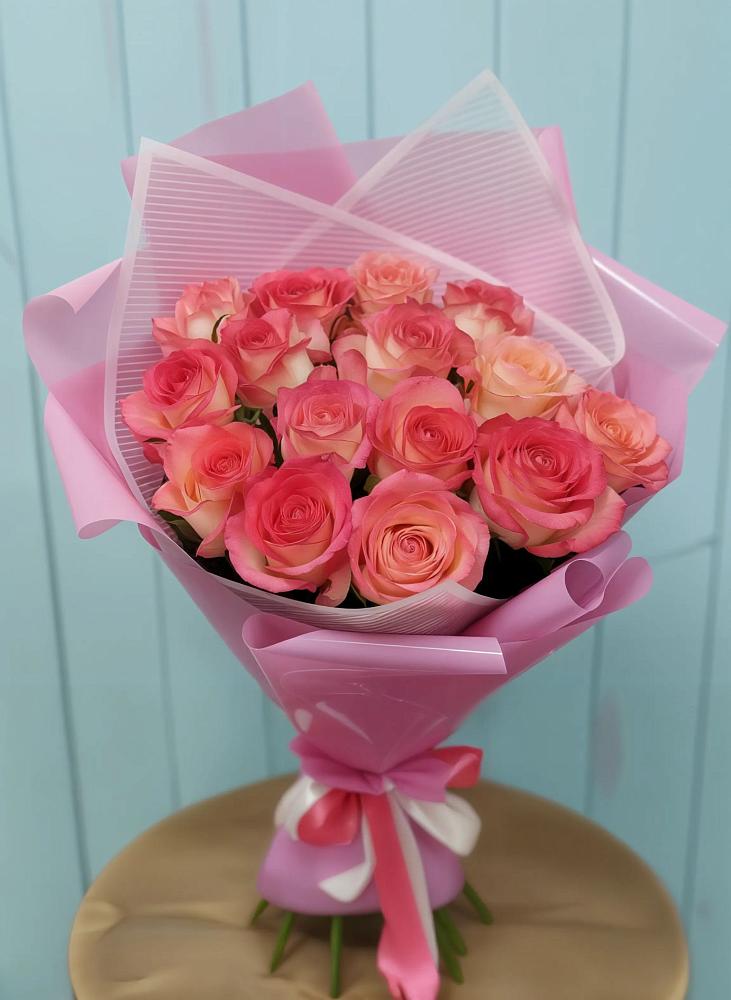 Букет 15 Розовых роз Равель в Веселёво