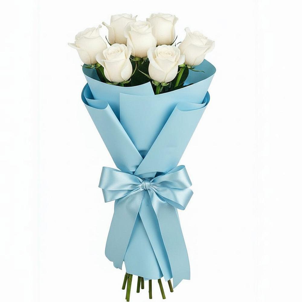 Букет 7 белых роз Проуд в Веселёво