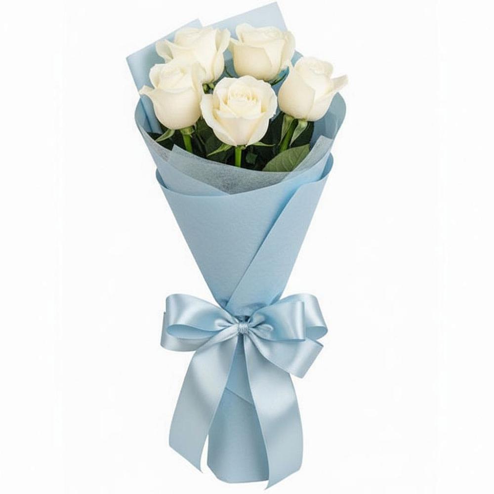 Букет 5 Белых роз Проуд в Веселёво