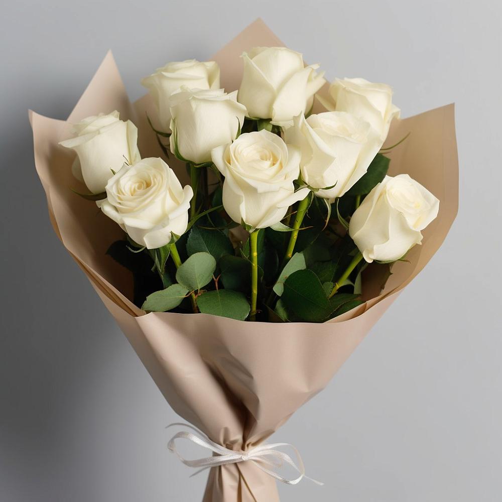 Букет 9 Белых роз Эдлесс Лав в Веселёво