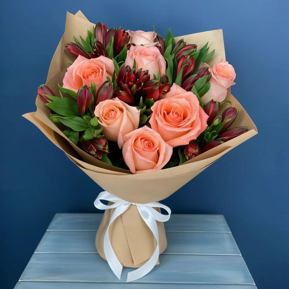 Букет цветов из: Розы и Альстромерии в Веселёво