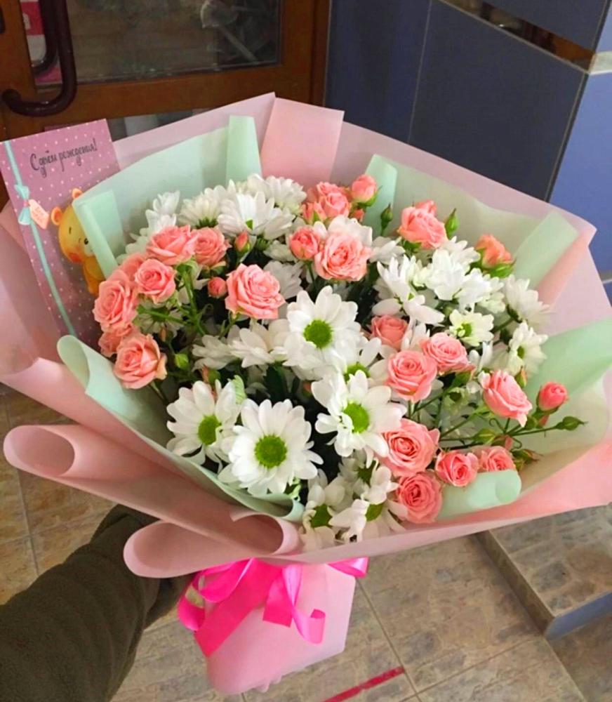 Букет цветов из: Розы и Хризантемы в Веселёво