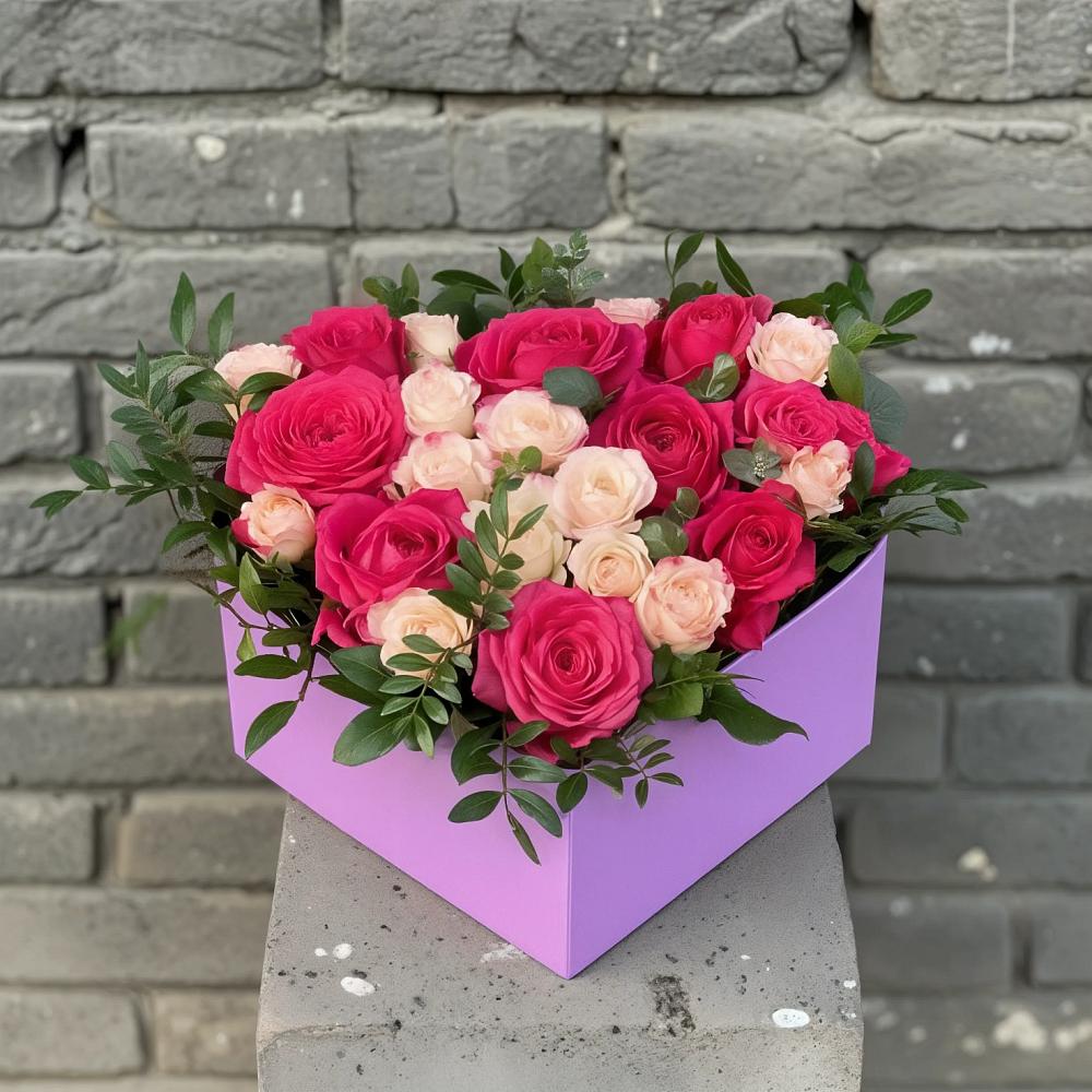Цветочная композиция из Розы в коробке в Веселёво