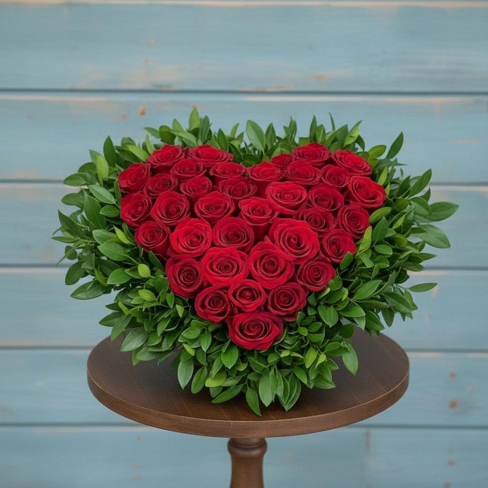 Цветочная композиция из Розы в виде сердца в Веселёво