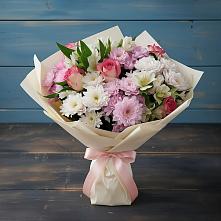 Букет цветов из:  Хризантемы, Альстромерии и Розы в Веселёво