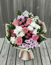 Букет цветов из:  Альстромерии, Гвоздики, Розы и Хризантемы в Веселёво