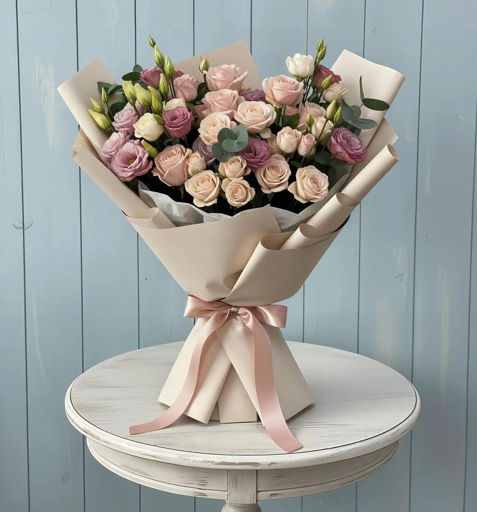 Букет цветов из: Розы и Лизиантусы в Веселёво