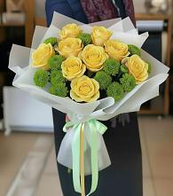 Букет цветов из:  Хризантемы и Розы #REPLACE_PRED# Веселёво