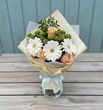 Букет цветов из:  Герберы, Розы и Хризантемы в Веселёво