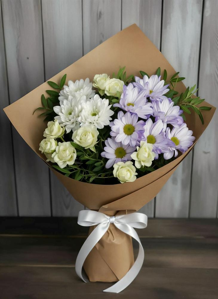 Букет цветов из: Хризантемы и Розы в Веселёво